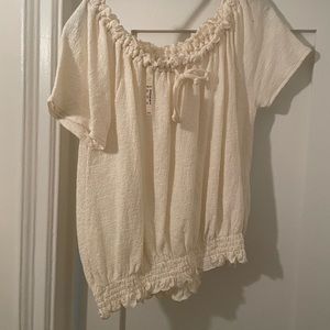 J.Crew ivory cinched waist slightly cropped top